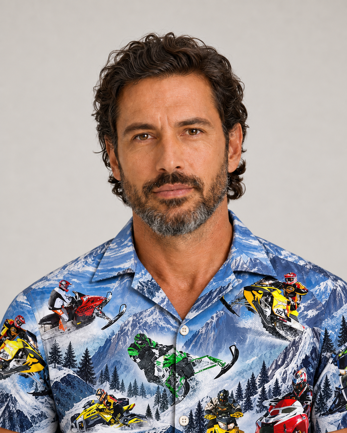 Snowmobile Life Style With Ice Mountain - Hawaiian Shirt