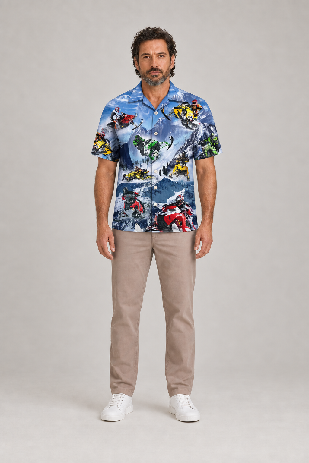 Snowmobile Life Style With Ice Mountain - Hawaiian Shirt