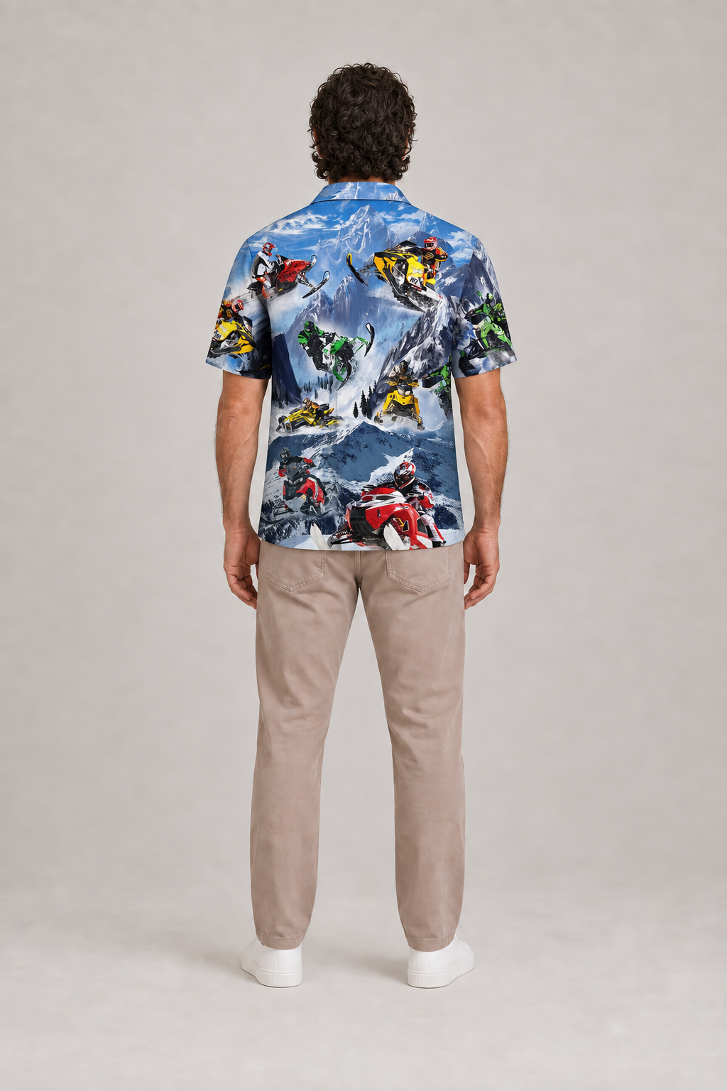 Snowmobile Life Style With Ice Mountain - Hawaiian Shirt