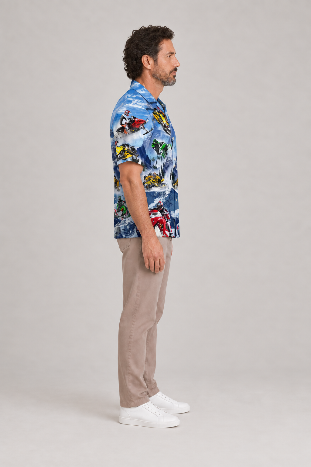 Snowmobile Life Style With Ice Mountain - Hawaiian Shirt