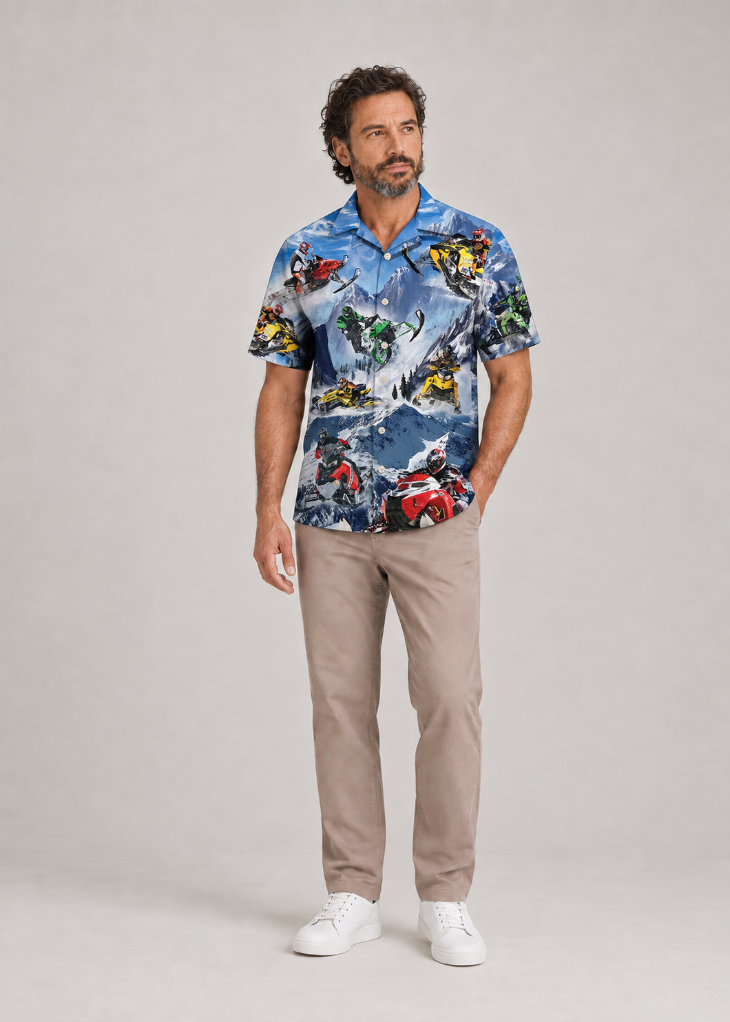 Snowmobile Life Style With Ice Mountain - Hawaiian Shirt