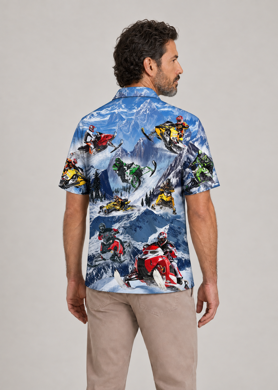 Snowmobile Life Style With Ice Mountain - Hawaiian Shirt