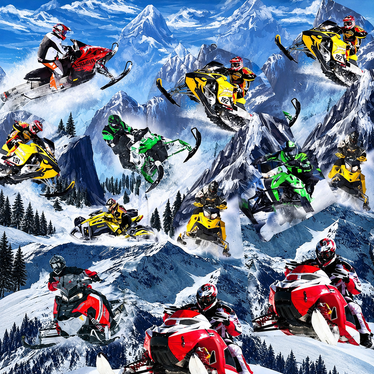 Snowmobile Life Style With Ice Mountain - Hawaiian Shirt
