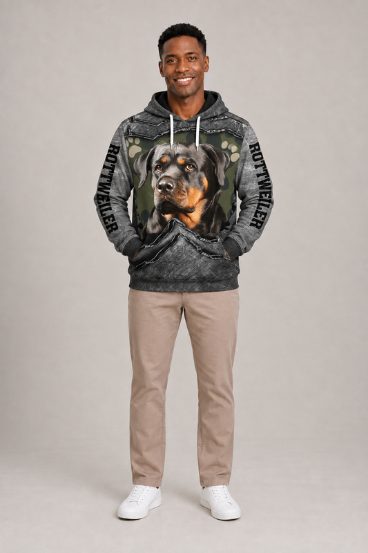 Rottweiler My Friend Dog Art - 3D Hoodie