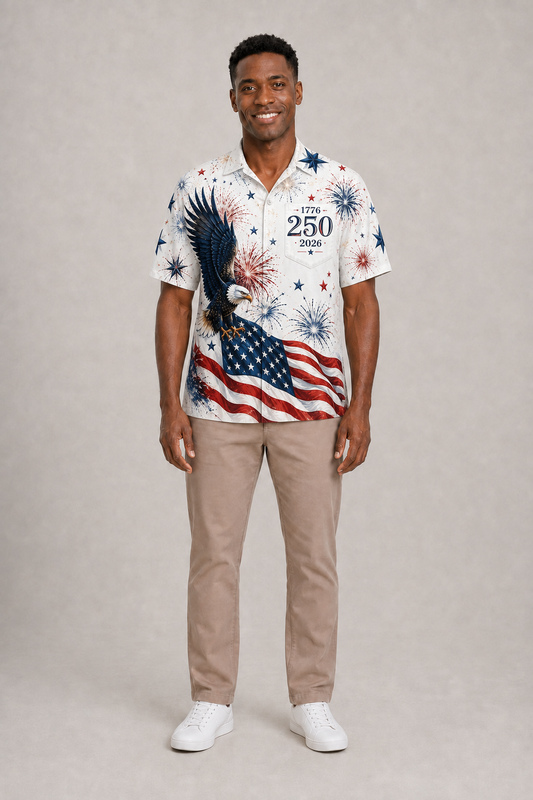 America 250th Anniversary Hawaiian Shirt, 1776-2026 Matching Family Aloha Button-Up