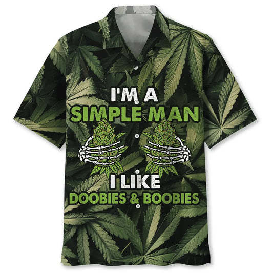 Hawaiian Shirt / Adults / S I Am A Simple Man I Like Doobies &amp; Boobies Hawaiian Shirt