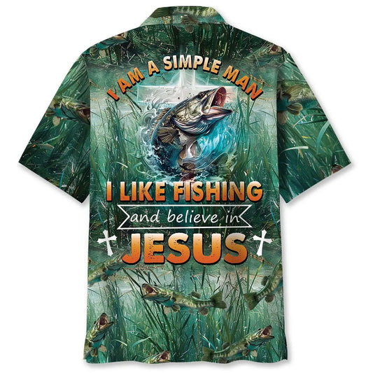 Hawaiian Shirt / Adults / S I Like Fishing And Believe In Jesus Hawaiian Shirt