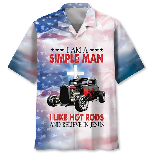 Hawaiian Shirt / Adults / S I Like Hot Rods And Believe In Jesus Hawaiian Shirt