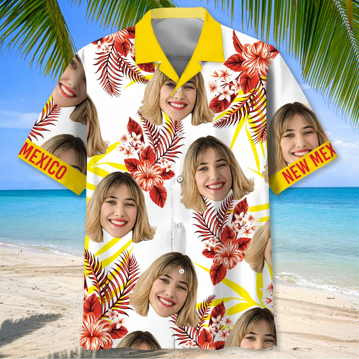 I Love New Mexico And My Wife Custom Photo Hawaiian Shirt