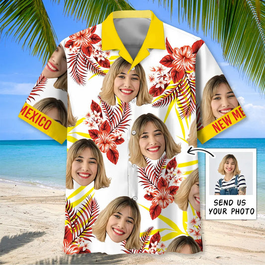Hawaiian Shirt / Adults / S I Love New Mexico And My Wife Custom Photo Hawaiian Shirt