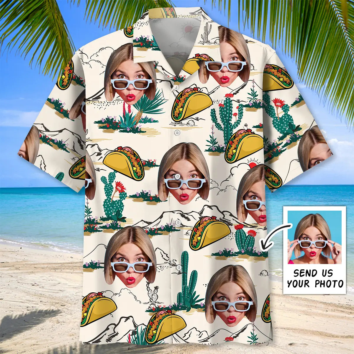 Hawaiian Shirt / Adults / S I Love Taco &amp; My Wife Custom Photo Hawaiian Shirt