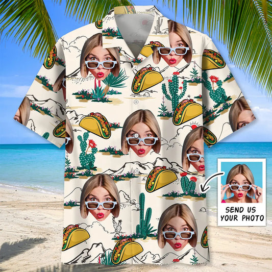 Hawaiian Shirt / Adults / S I Love Taco &amp; My Wife Custom Photo Hawaiian Shirt