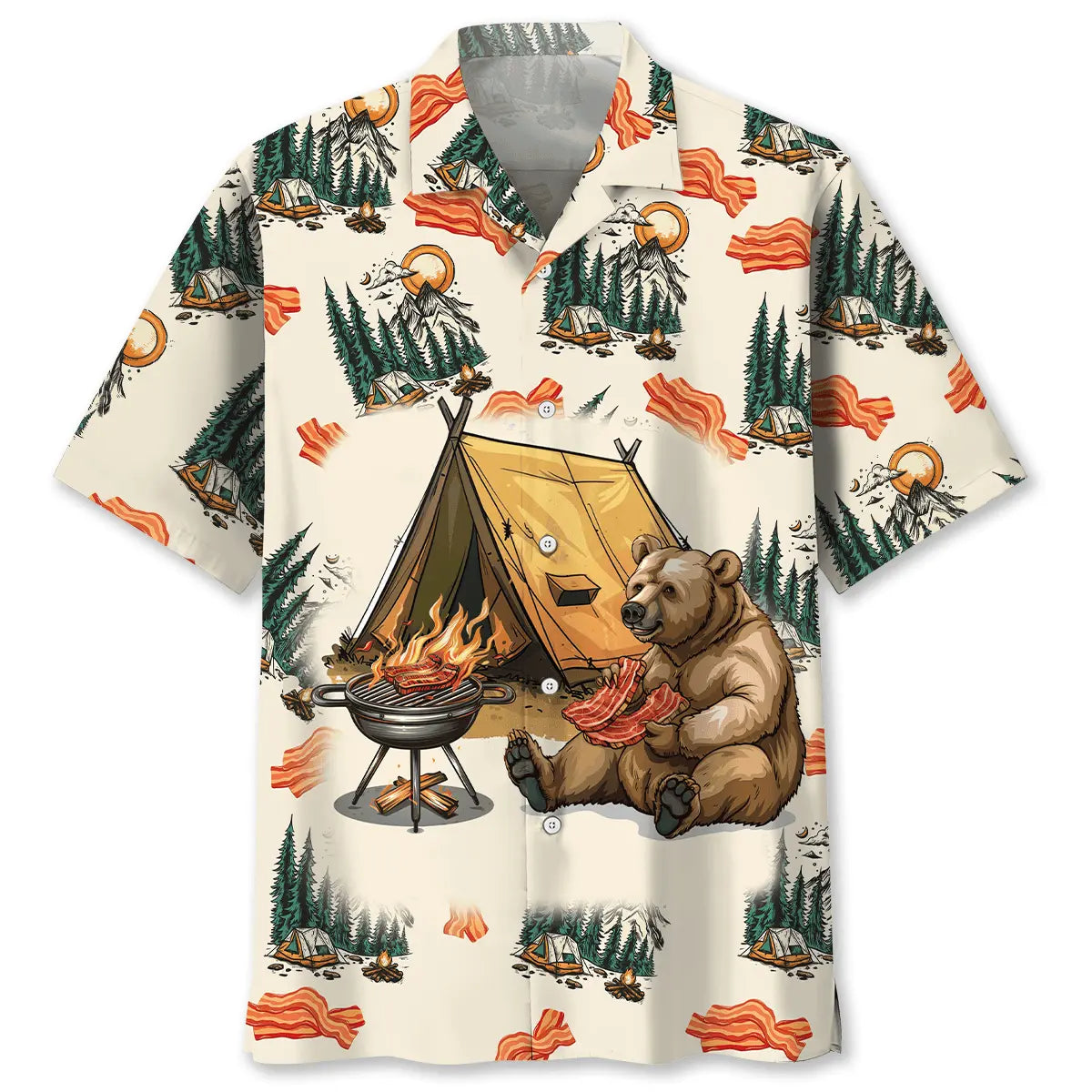 If It Involves Camping &amp; Bacon Count Me In Hawaiian Shirt