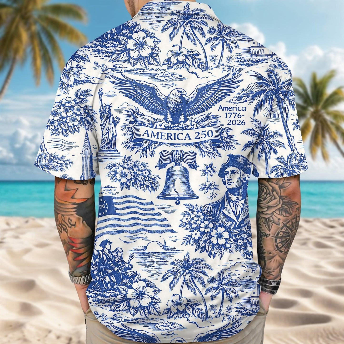 America 250 Hawaiian Shirt 1776-2026, Vintage Patriotic Shirt, 250 Years of America Celebration Button Down