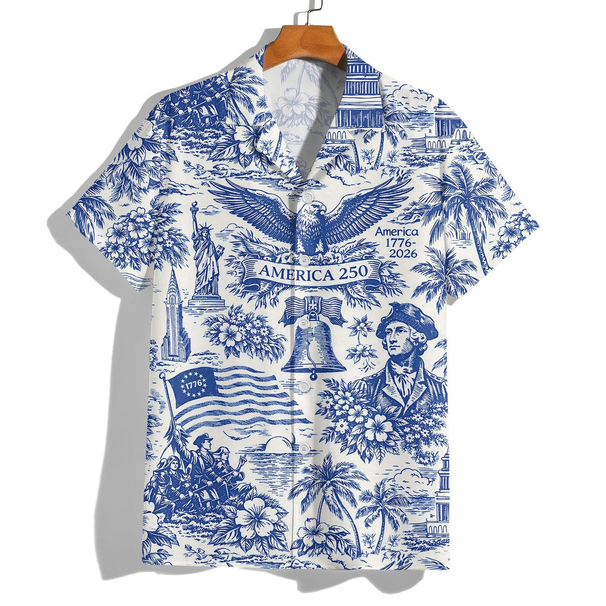 America 250 Hawaiian Shirt 1776-2026, Vintage Patriotic Shirt, 250 Years of America Celebration Button Down