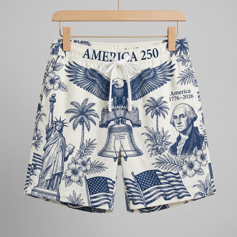 Beach Short / Adults / S America 250th Anniversary Beach Shorts, 1776-2026 We The People USA Patriotic Trunks
