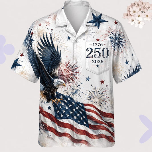 Hawaiian Shirt / Adults / S America 250th Anniversary Hawaiian Shirt, 1776-2026 Matching Family Aloha Button-Up