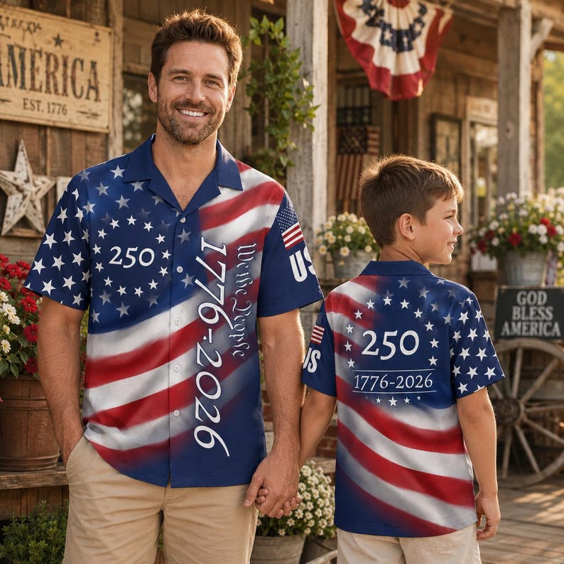 America 250th We The People Hawaiian Shirt, 1776-2026 Stars & Stripes Father's Day