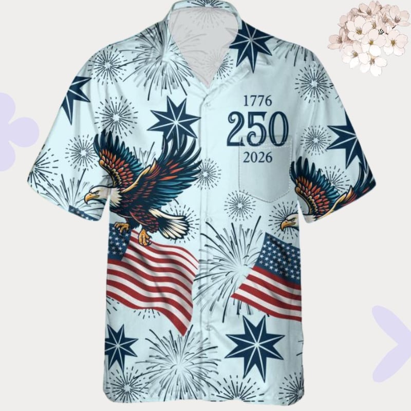 America 250th Anniversary Eagle Flag Hawaiian Shirt