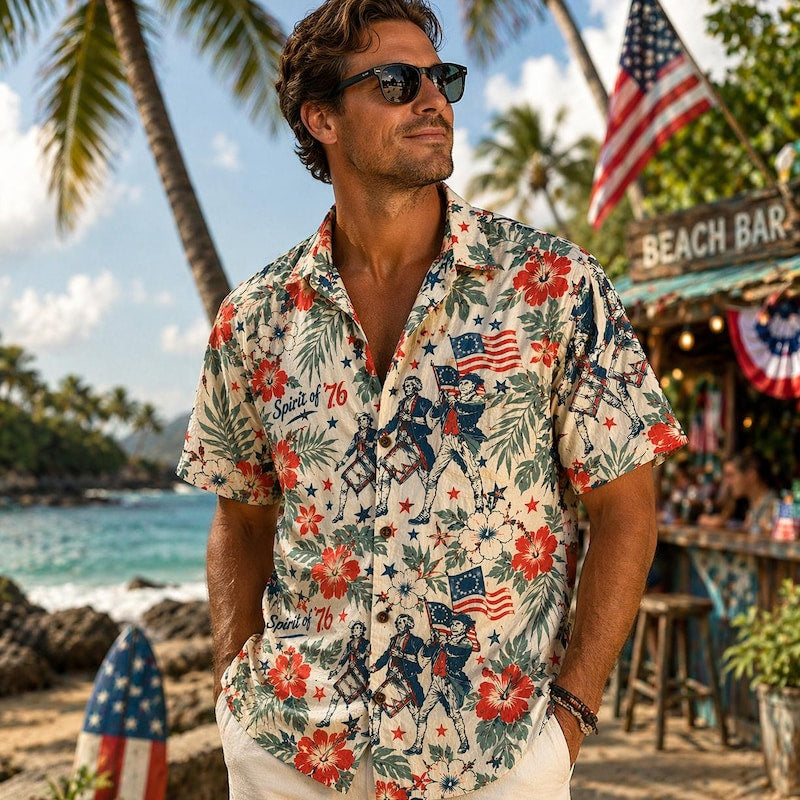 America 250th Anniversary Patriotic Vintage Hawaiian Shirt