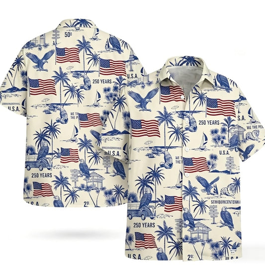 America 250th Anniversary Eagle Beach Hawaiian Shirt