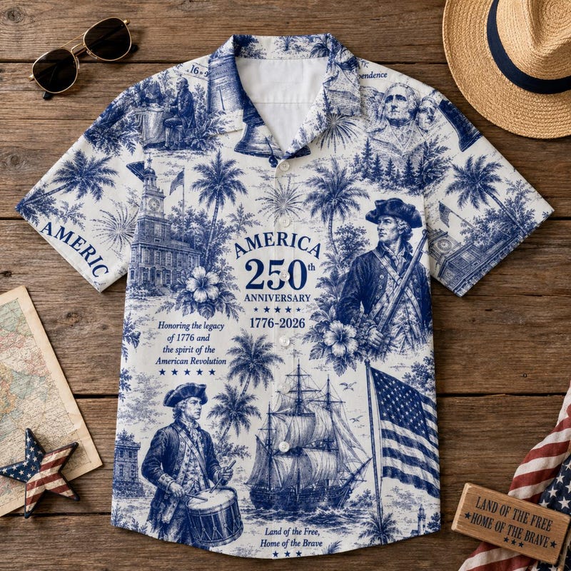 America 250th Anniversary July 4th Aloha Hawaiian Shirt