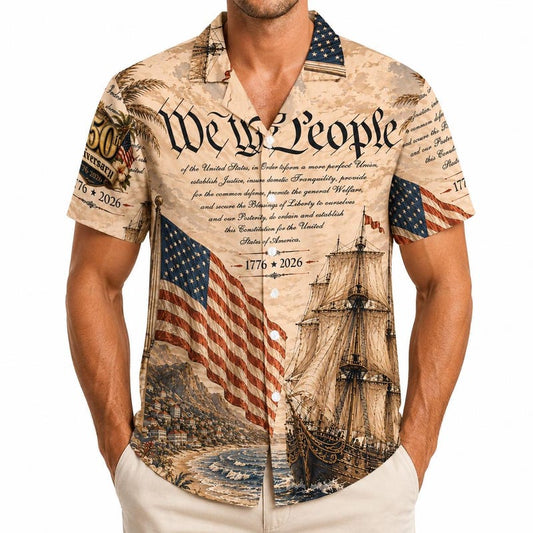 America 250th Anniversary We The People Button Hawaiian Shirt