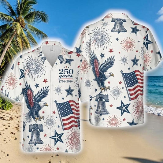 America 250th Anniversary Patchwork Freedom Hawaiian Shirt