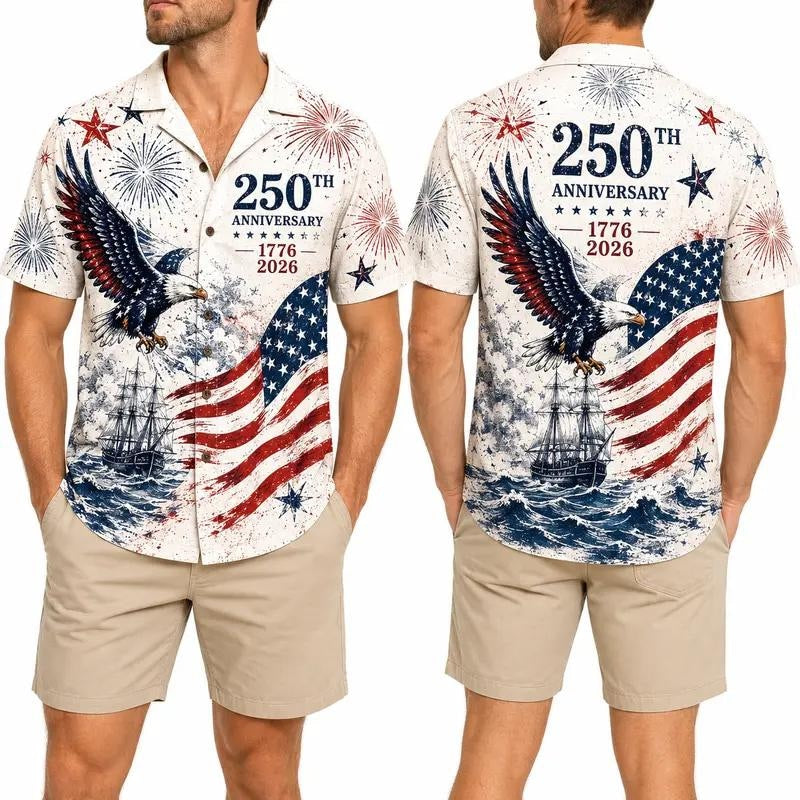 America 250th Anniversary Freedom Aloha Hawaiian Shirt