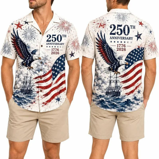 America 250th Anniversary Freedom Aloha Hawaiian Shirt