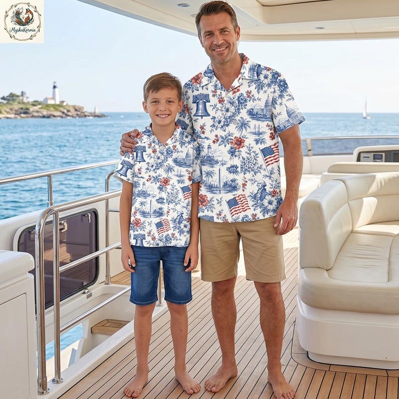 America 250th Anniversary Father Son Matching Hawaiian Shirt