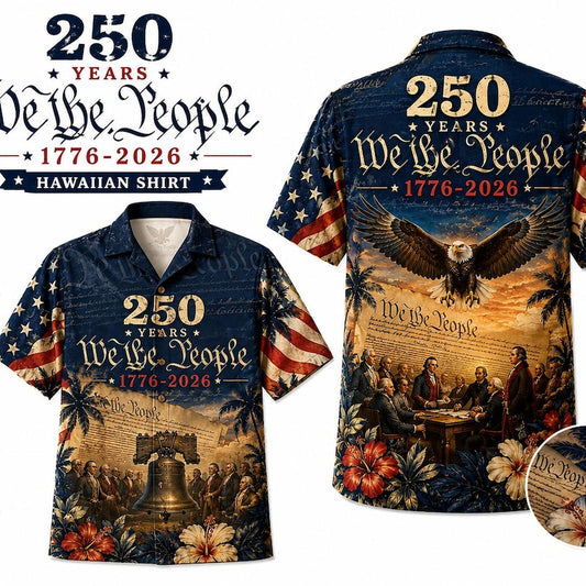 America 250th Anniversary Eagle Freedom Hawaiian Shirt