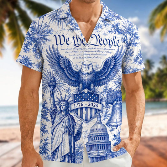 America 250th Anniversary Vintage Freedom Button Up Hawaiian Shirt