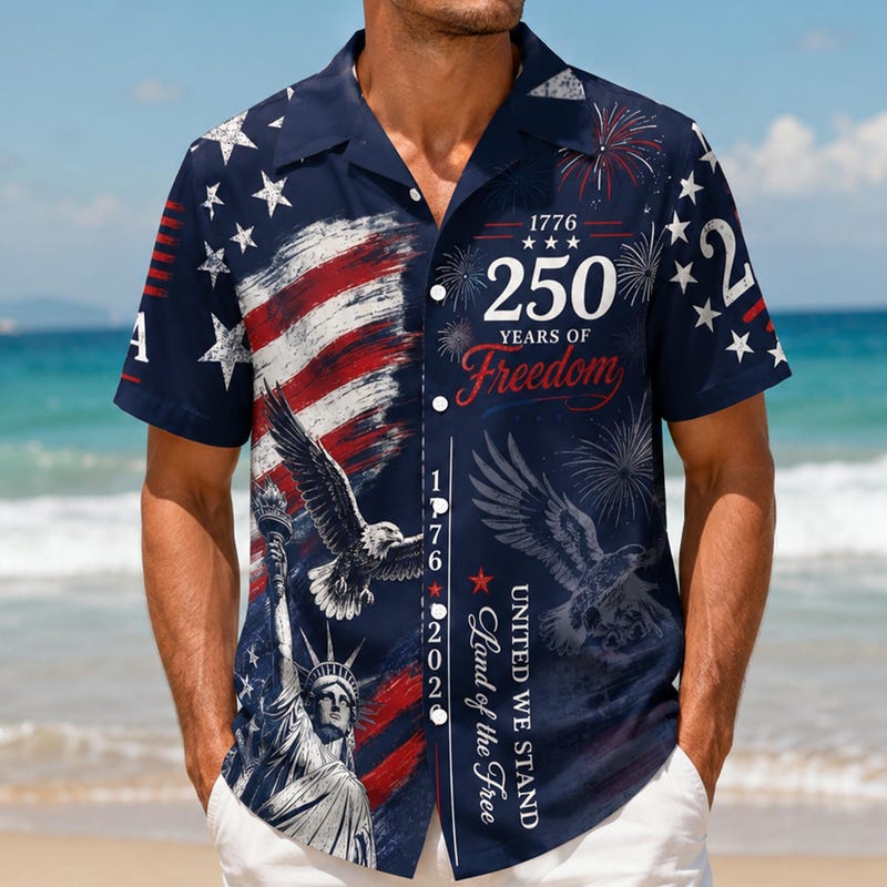 America 250th Anniversary Retro Flag Hawaiian Shirt 1776-2026