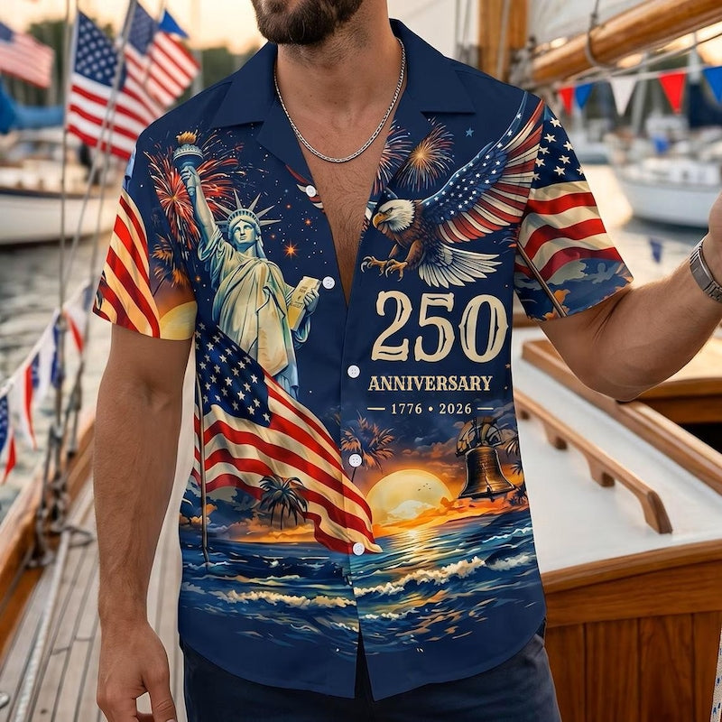 America 250th Anniversary Freedom Button Up Hawaiian Shirt