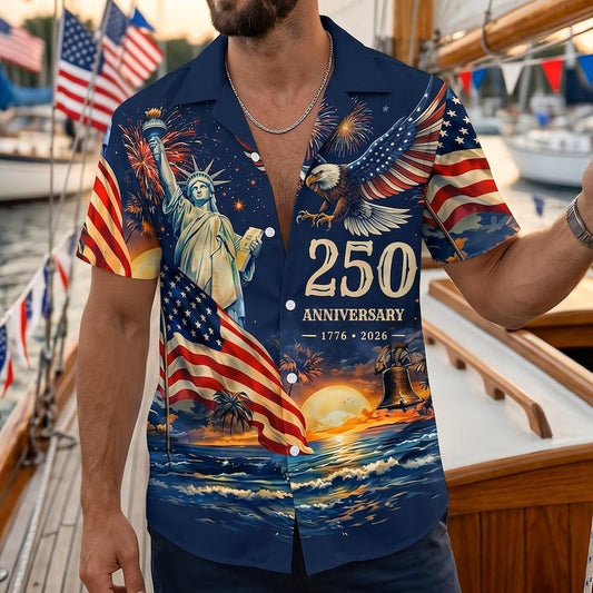 America 250th Anniversary Freedom Button Up Hawaiian Shirt