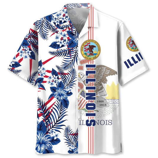 Hawaiian Shirt / Adults / S Illinois State Hawaiian Shirt Blue