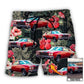 Muscle Car Tropical Leaf Floral Custom Photo – Beach Short
