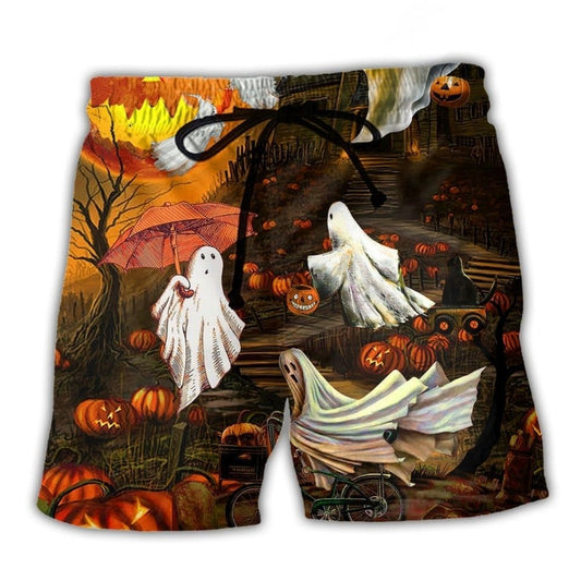 Halloween Ghost Cute Moon Design – Beach Short