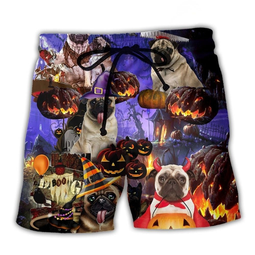 Halloween Pumpkin Pug Never Mind The Witch – Beach Short