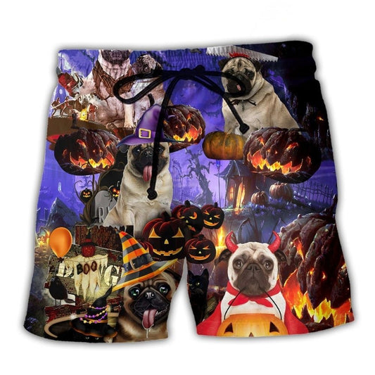 Halloween Pumpkin Pug Never Mind The Witch – Beach Short