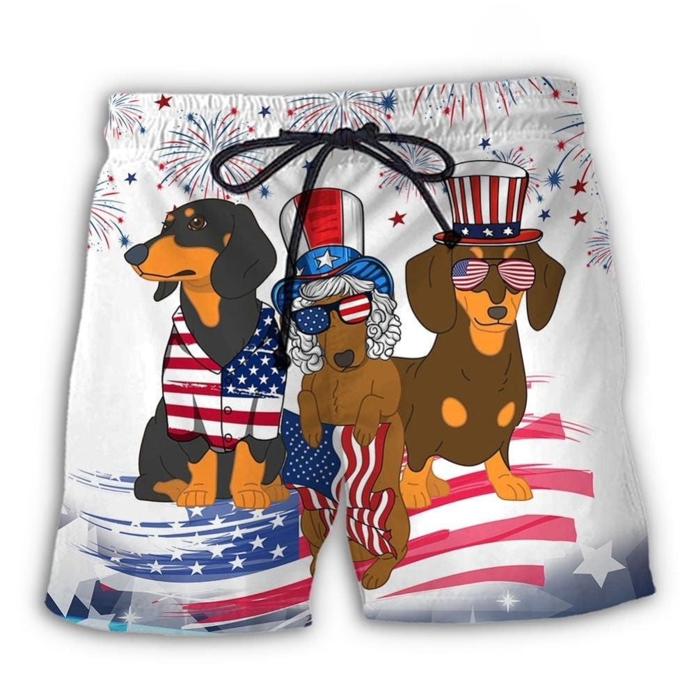 Dachshund USA Independence Day Fun – Beach Short