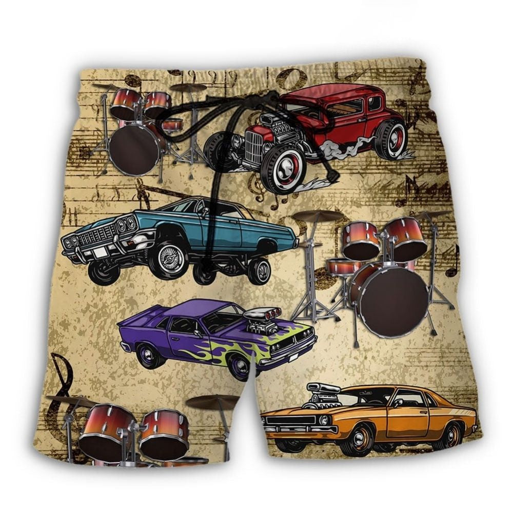 Car Muscle Car And Drum Lover – Beach Short