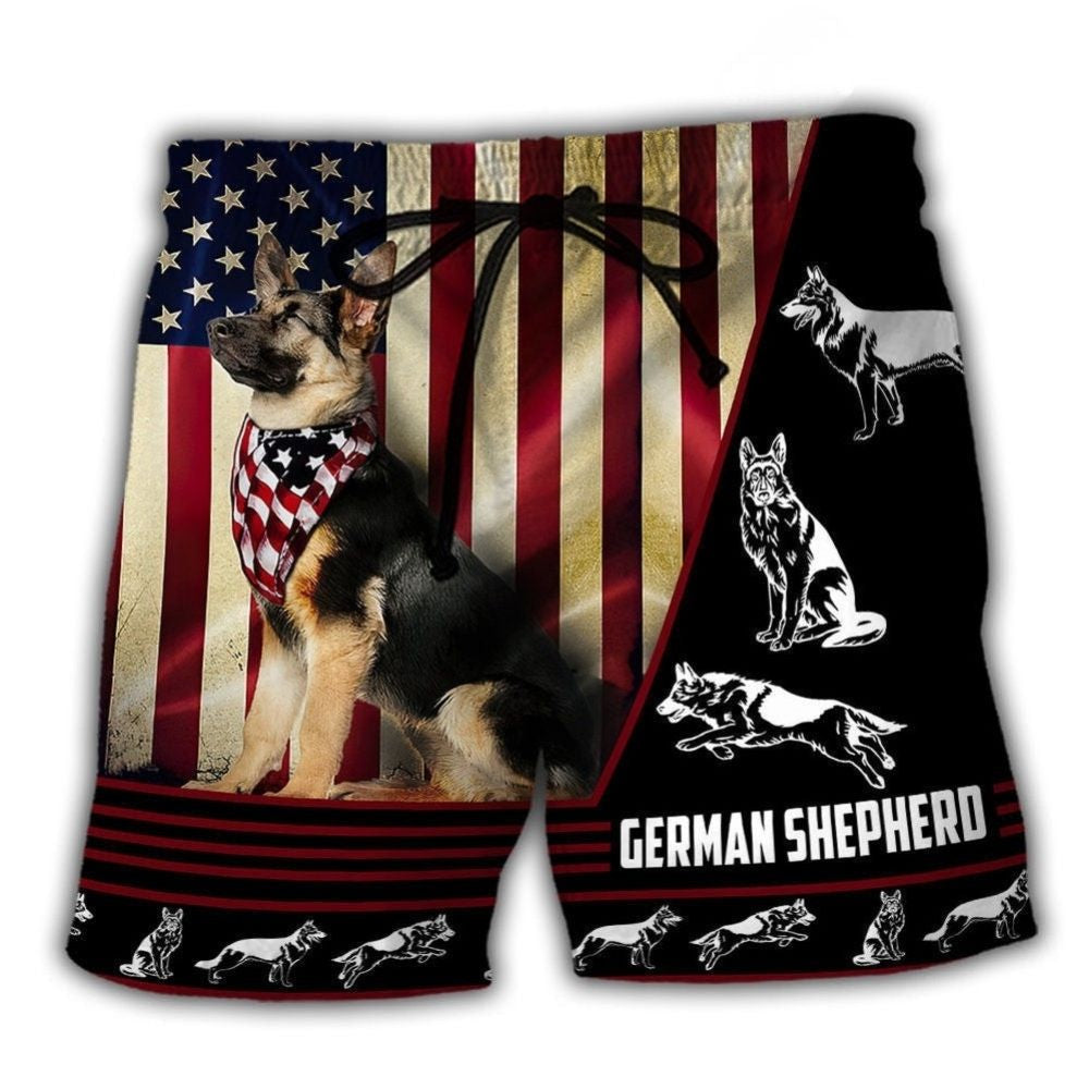 German Shepherd USA Flag – Beach Short