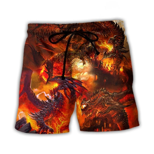 Dragon Red Color Style Art – Beach Short