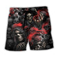 Skull Dark Red Smoke Design – Beach Short
