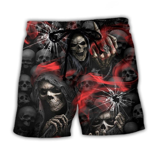 Skull Dark Red Smoke Design – Beach Short