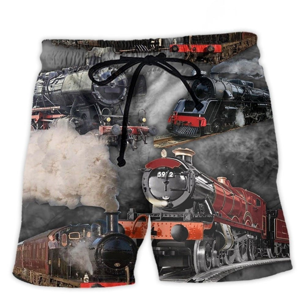 Train Going To Mysterious Land - Beach Short