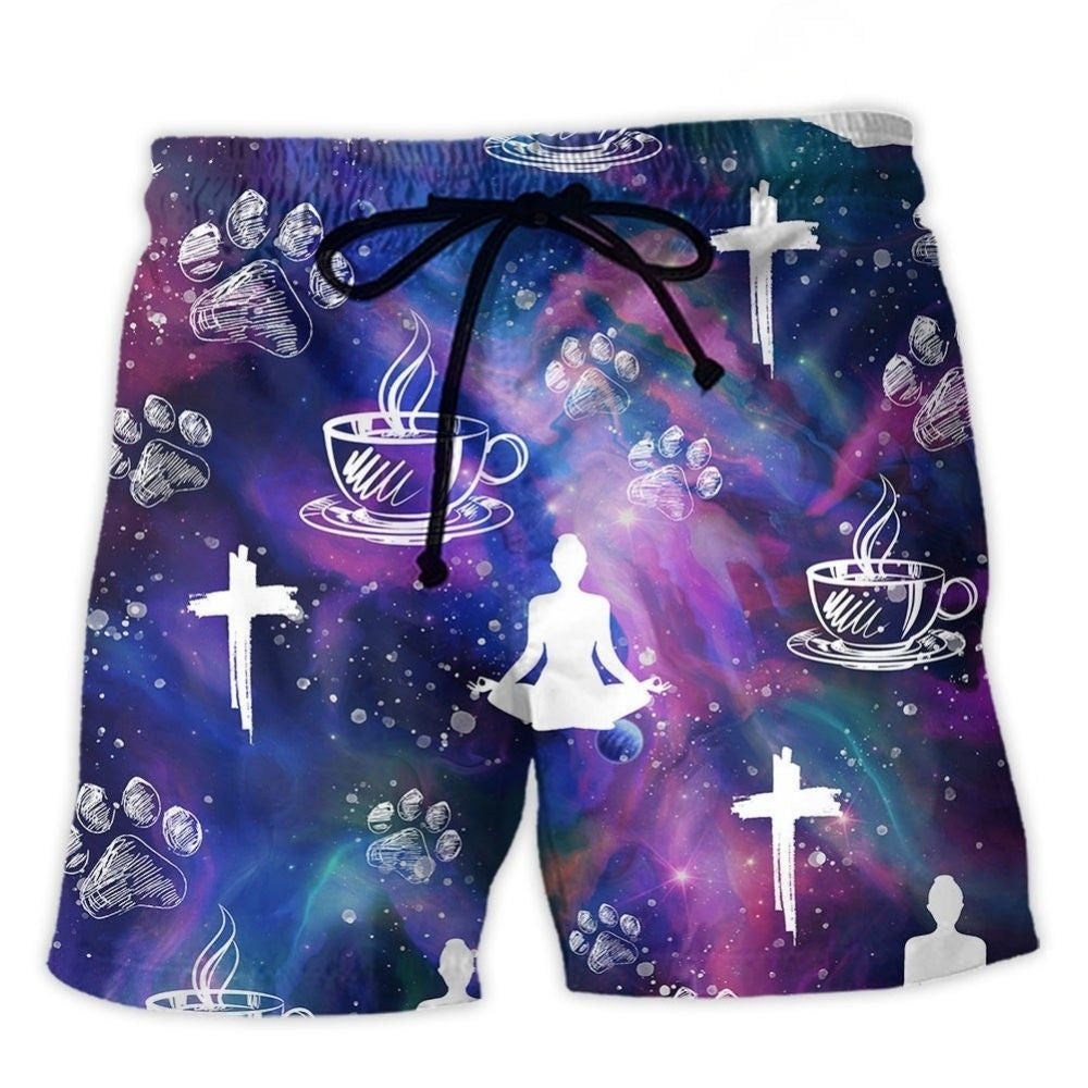 Coffee Jesus Dog Paw Yoga – Beach Short
