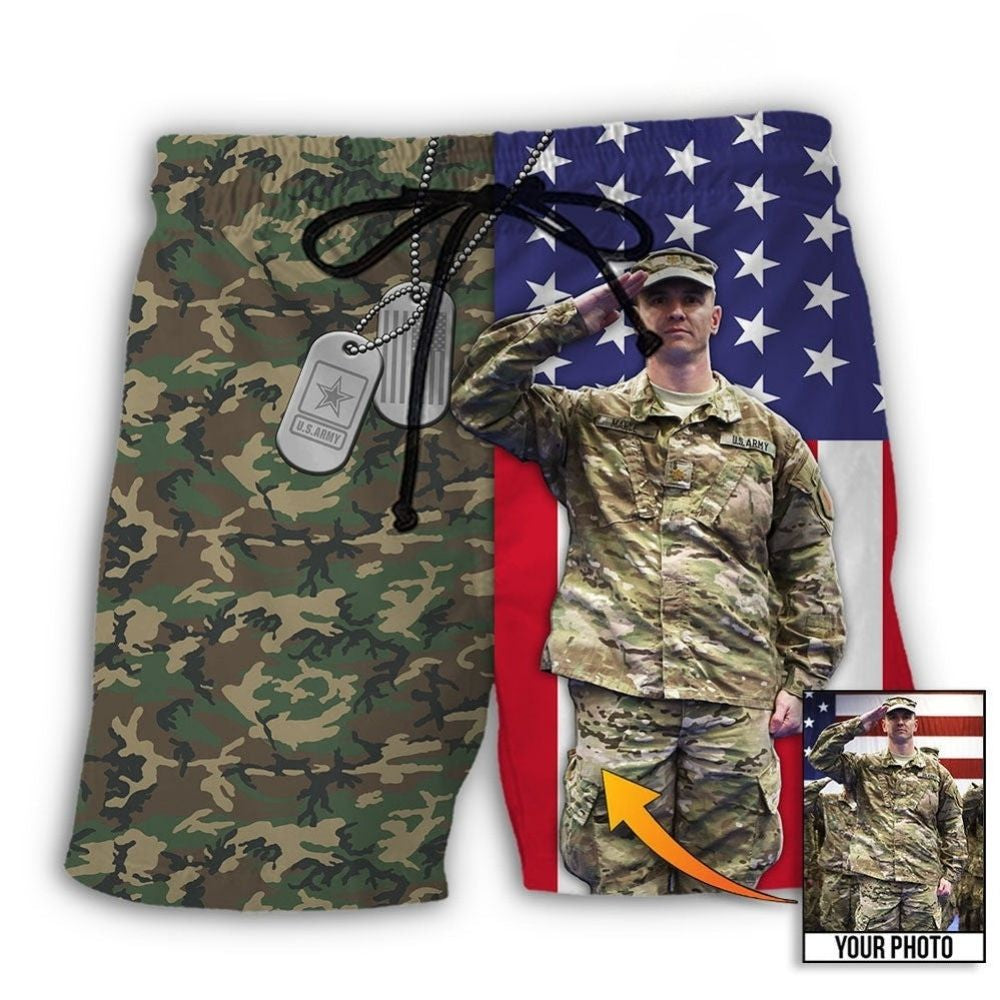 US Army Tropical Flag Custom Photo – Beach Short